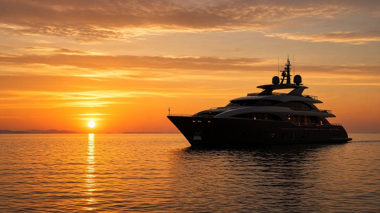 Yacht silhouette at sunset